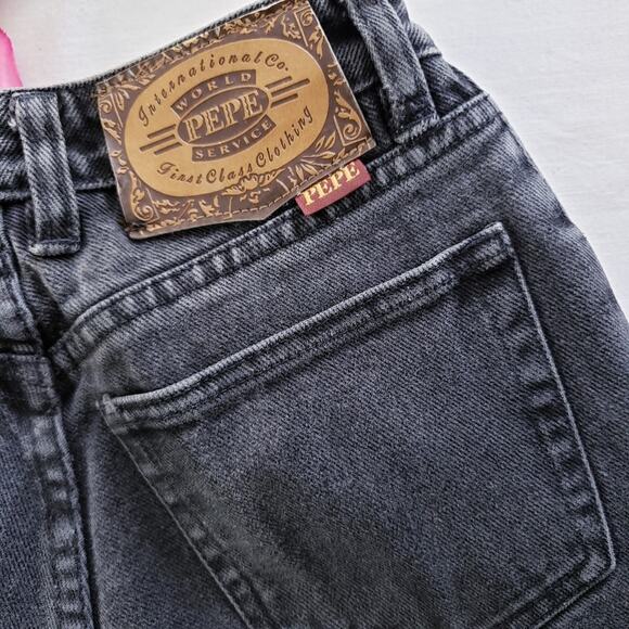 Pepe London Vintage High Rise Black Rigid Denim Straight Leg 90s Jean 5/6 - Picture 11 of 16